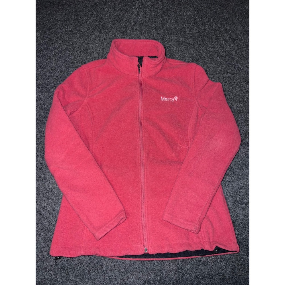 Port Authority Womens Large Pink Full Zip Fleece Jacket Mercy Logo L790